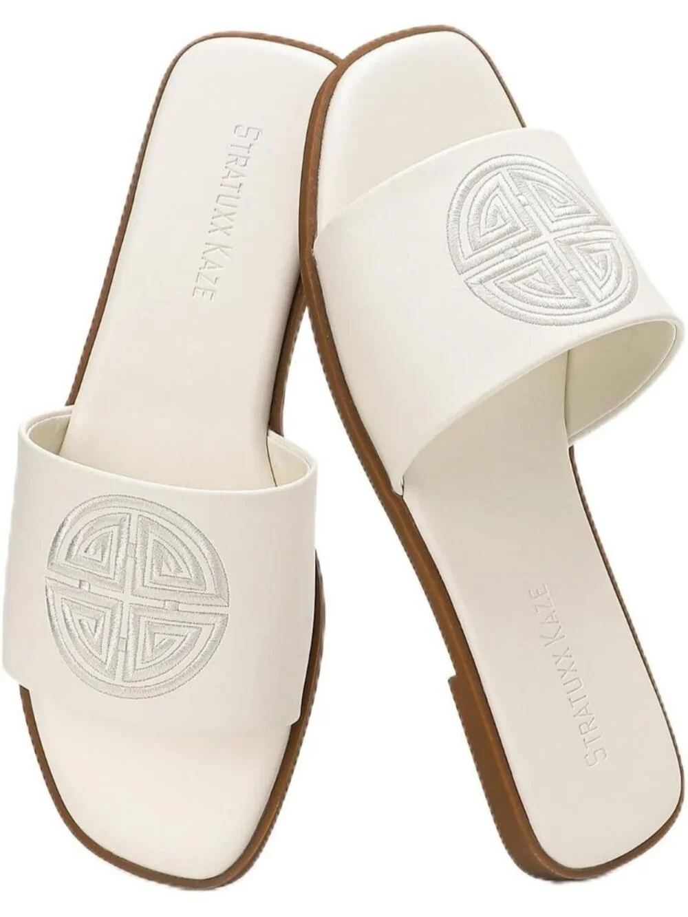 Women's White Foam Comfy Slides Flats Cute Leather Beach Dressy Summer Shoes